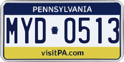 PA license plate MYD0513