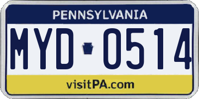 PA license plate MYD0514