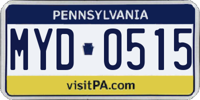 PA license plate MYD0515