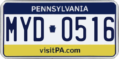 PA license plate MYD0516
