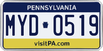 PA license plate MYD0519