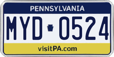 PA license plate MYD0524