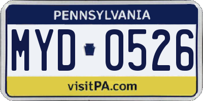 PA license plate MYD0526