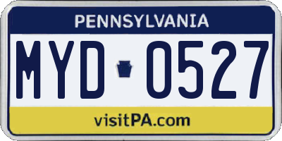 PA license plate MYD0527