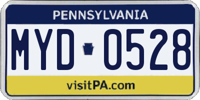 PA license plate MYD0528