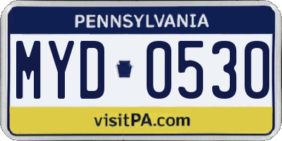 PA license plate MYD0530