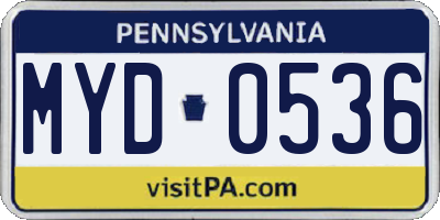 PA license plate MYD0536