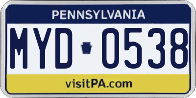 PA license plate MYD0538