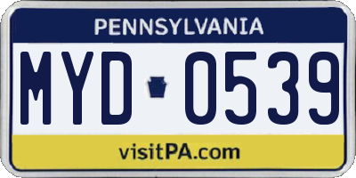 PA license plate MYD0539