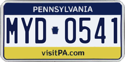 PA license plate MYD0541