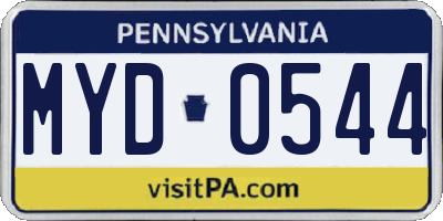 PA license plate MYD0544