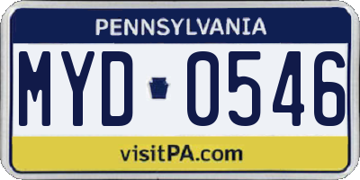 PA license plate MYD0546