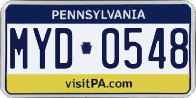 PA license plate MYD0548