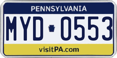 PA license plate MYD0553