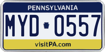 PA license plate MYD0557