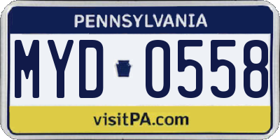 PA license plate MYD0558