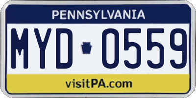 PA license plate MYD0559