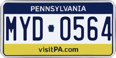 PA license plate MYD0564