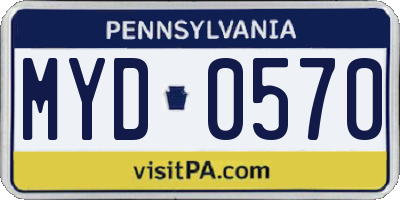 PA license plate MYD0570