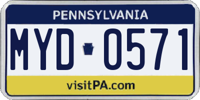 PA license plate MYD0571