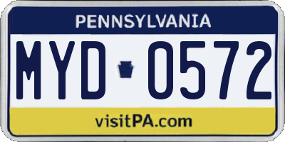 PA license plate MYD0572