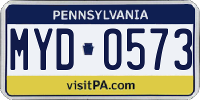 PA license plate MYD0573