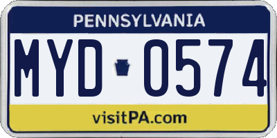 PA license plate MYD0574