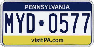 PA license plate MYD0577