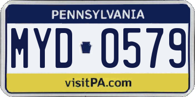 PA license plate MYD0579