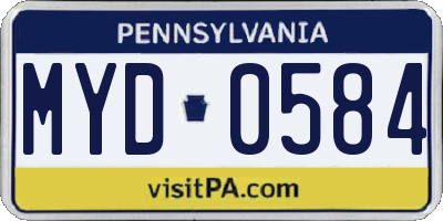 PA license plate MYD0584