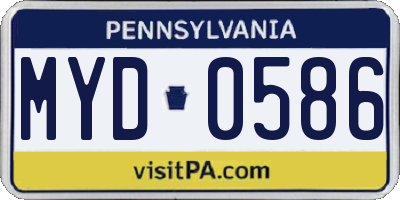 PA license plate MYD0586