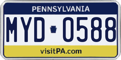 PA license plate MYD0588