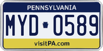 PA license plate MYD0589