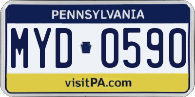 PA license plate MYD0590