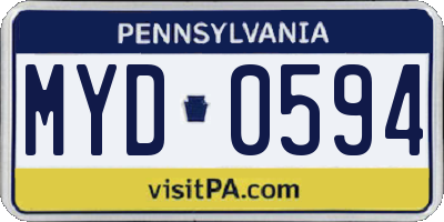 PA license plate MYD0594