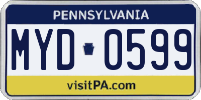 PA license plate MYD0599