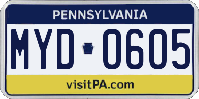 PA license plate MYD0605
