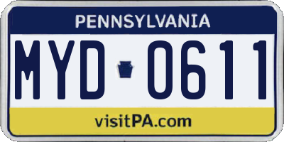 PA license plate MYD0611