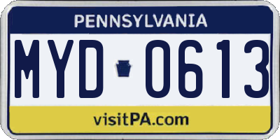 PA license plate MYD0613