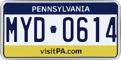 PA license plate MYD0614
