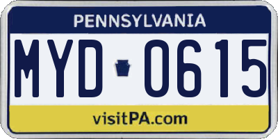 PA license plate MYD0615