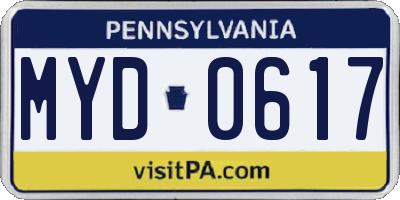 PA license plate MYD0617