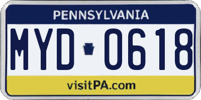 PA license plate MYD0618