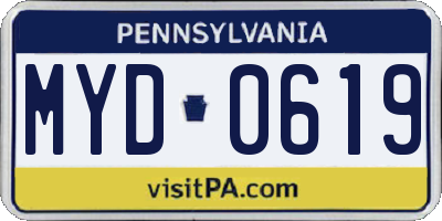 PA license plate MYD0619
