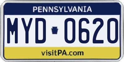 PA license plate MYD0620