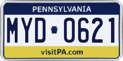 PA license plate MYD0621
