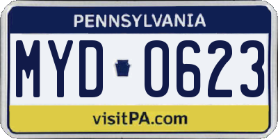 PA license plate MYD0623