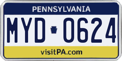 PA license plate MYD0624