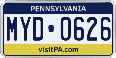 PA license plate MYD0626
