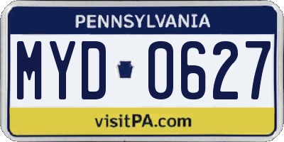 PA license plate MYD0627